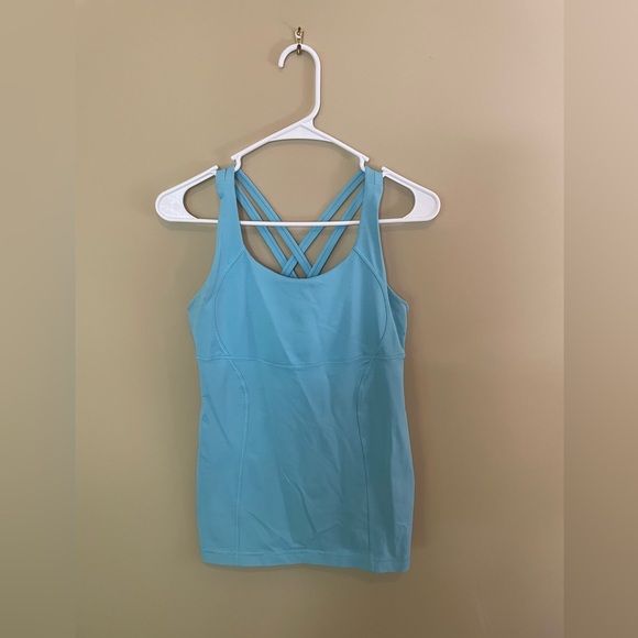 LULULEMON energy bra tank, light blue, Sz 8 (medium), GUC - Picture 1 of 5